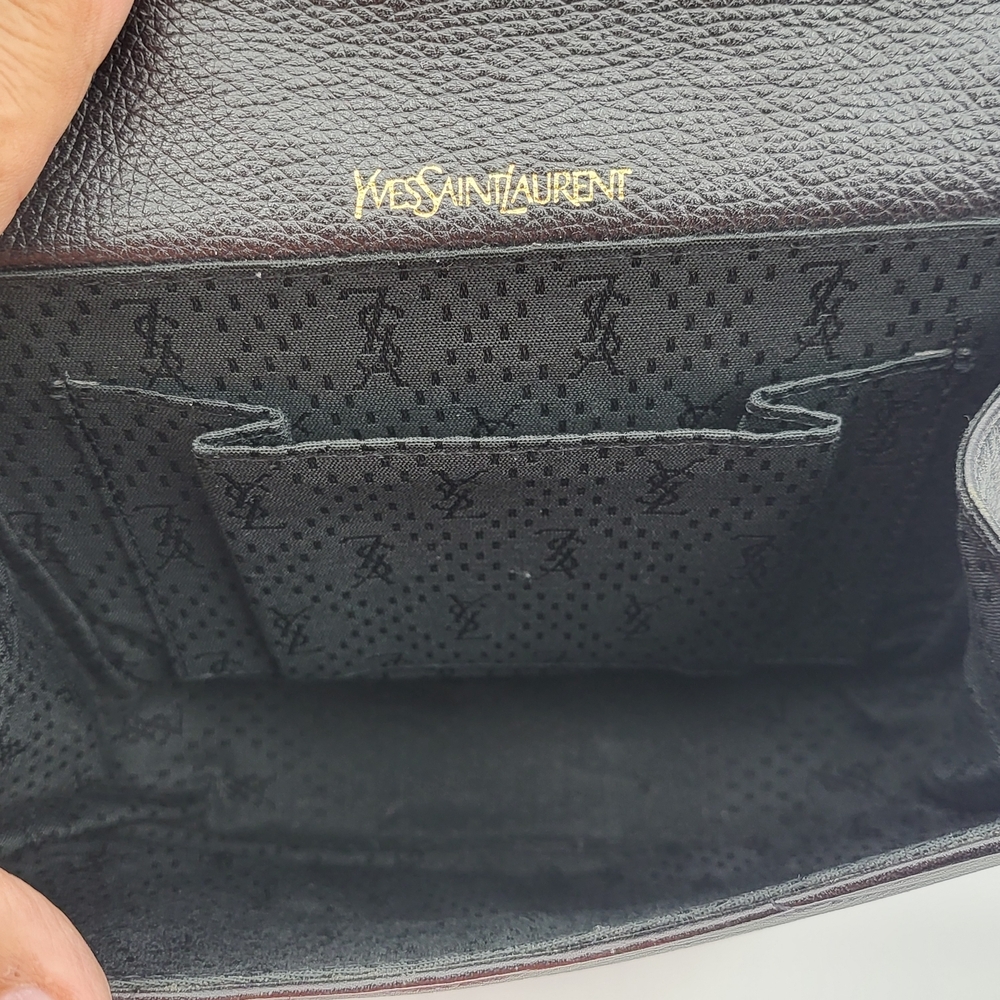 Yves Saint Laurent Cassandra Logo Black Leather Shoulder Bag Vintage Super Rare. - Picture 8 of 16